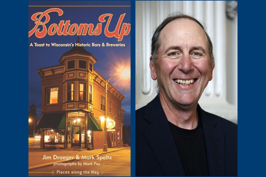 Book cover of Bottoms Up alongside a photo of the author.